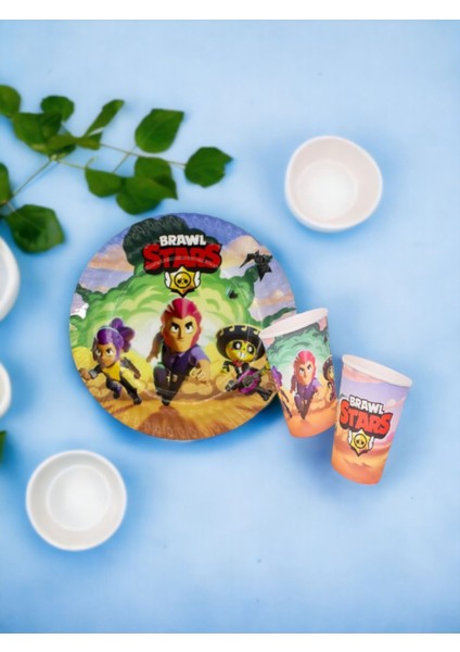 Brawl Stars Tabak ve Bardak 8 Adet - Doğum Günü Parti Seti Malzemeleri