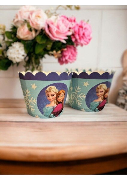 Frozen Elsa & Anna Baskılı Kek Kapsülü 25 Adet - Doğum Günü Parti Seti Malzemeleri