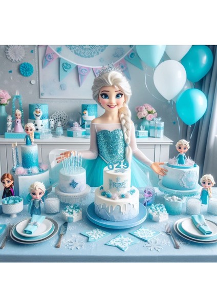 Frozen Elsa 8 Kişilik Sürpriz Hediye Kutulu ve Afiş'li Doğum Günü Parti Malzemeleri Seti fiyatları