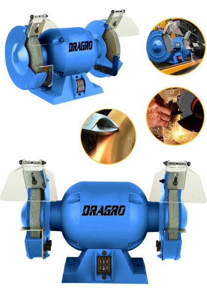 Alman 200 mm Turbo 4200 Watt Çark Motoru Zımpara Balta Bıçak Bileme Makinesi Taş Motoru Taşlama