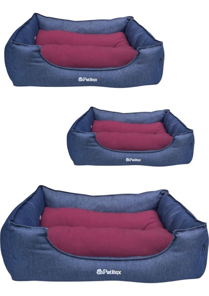 , Lacivert-Bordo Köpek Yatakları,kedi Yatakları,gabardin Kumaş,yıkanabilir,yastıklı