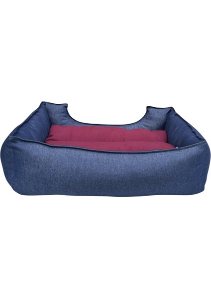 , Lacivert-Bordo Köpek Yatakları,kedi Yatakları,gabardin Kumaş,yıkanabilir,yastıklı modelleri