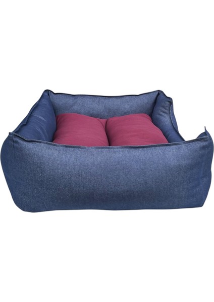 , Lacivert-Bordo Köpek Yatakları,kedi Yatakları,gabardin Kumaş,yıkanabilir,yastıklı fırsatları