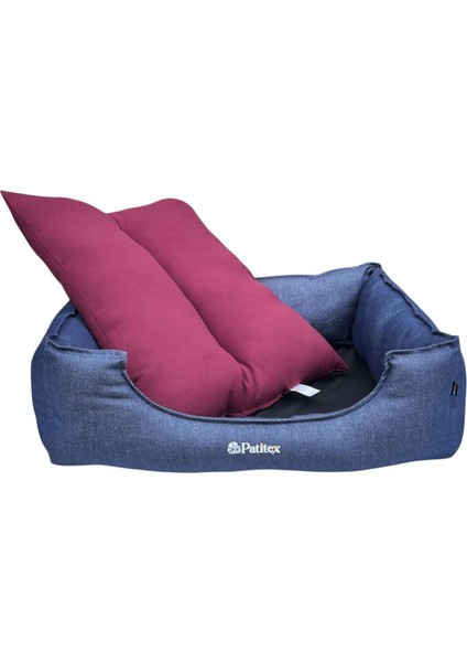 , Lacivert-Bordo Köpek Yatakları,kedi Yatakları,gabardin Kumaş,yıkanabilir,yastıklı indirimleri