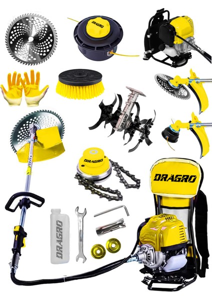 Alman 20 Hp Sırt Tipi Benzinli Motorlu Ot Çalı Tırpanı Akrobat Çapa Halı Yıkama Fırçası