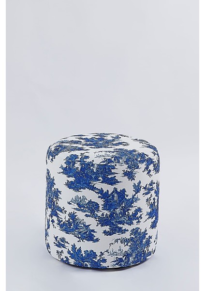 Mavi Beyaz Desenli 40*40 Yuvarlak Puf