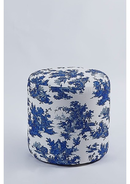 Mavi Beyaz Desenli 40*40 Yuvarlak Puf fiyatları