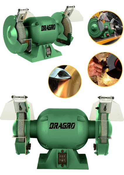 Alman 200 mm Turbo 4200 Watt Çark Motoru Zımpara Balta Bıçak Bileme Makinesi Taş Motoru Taşlama