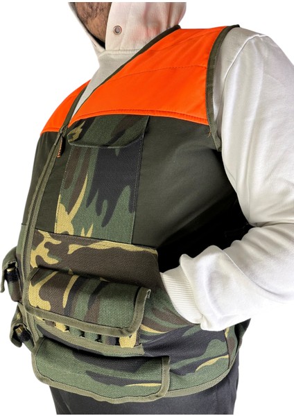 Turuncu Omuzlu Askeri Desen Avcı Yeleği - 30 Fişek Kapasiteli - 12 Kalibre fiyatları