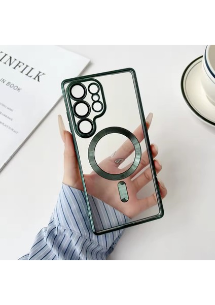 Samsung Galaxy S25 Ultra Kılıf Kamera Lens Korumalı Renkli Magsafe Şeffaf Silikon