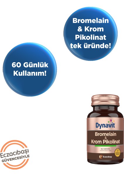 Bromelain & Krom Pikolinat 60 Bitkisel Kapsül - Bromelain, Krom Pikolinat