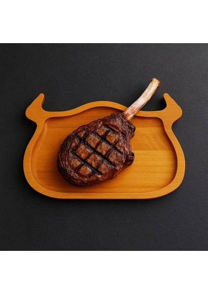 Boğa Boynuzlu Doğal Ahşap Steak Sunum Tabağı fiyatları