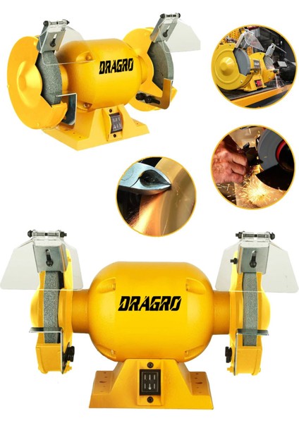 Alman 200 mm Turbo 4200 Watt Çark Motoru Zımpara Balta Bıçak Bileme Makinesi Taş Motoru Taşlama