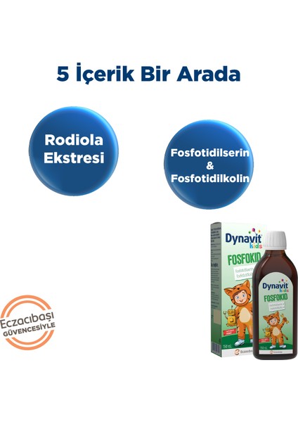 Kids Fosfokid Şurup 150 mL - Fosfotidilserin, Fosfotidilkolin, Taurin, Rodiola Ekstresi fiyatları