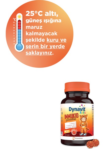 Kids Immukid Gummies 60 Çiğnenebilir Gummy - Avantajlı Paket - C&D Vitamini, Kara Mürver Ekstresi