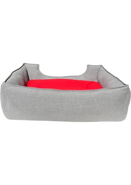 , Gri-Kırmızı -Köpek Yatakları ,kedi Yatakları,gabardin Kumaş,yıkanabilir,yastıklı modelleri