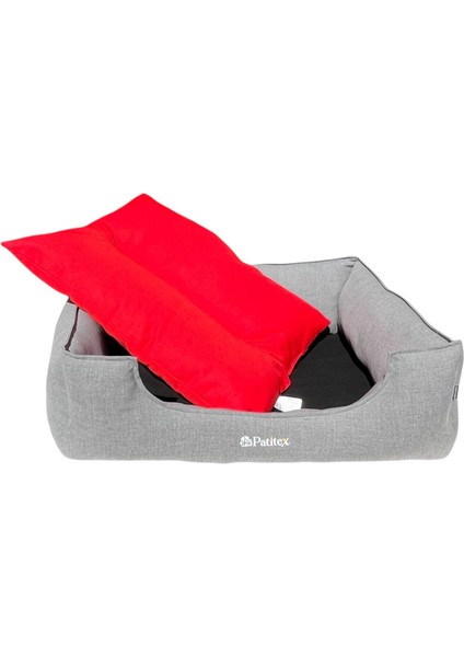 , Gri-Kırmızı -Köpek Yatakları ,kedi Yatakları,gabardin Kumaş,yıkanabilir,yastıklı indirimleri