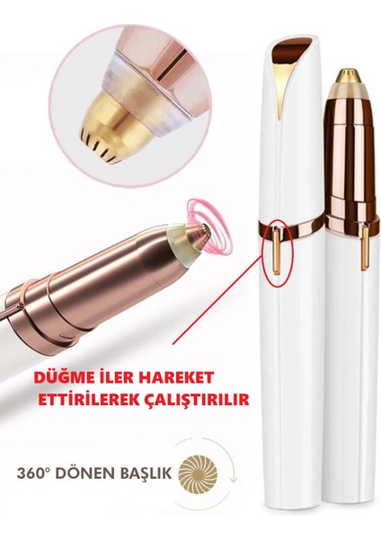 Kalem Tipi Taşınabilir Ince Uçlu Yüz Için Tüy Alıcı Kaş Bıyık Epilasyon Aleti (Pil Dahildir).gzpet