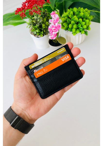 Unisex Hakiki Deri Ince Model Siyah Kartlık Cüzdan fiyatları