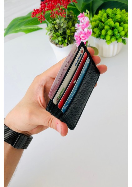 Unisex Hakiki Deri Ince Model Siyah Kartlık Cüzdan modelleri