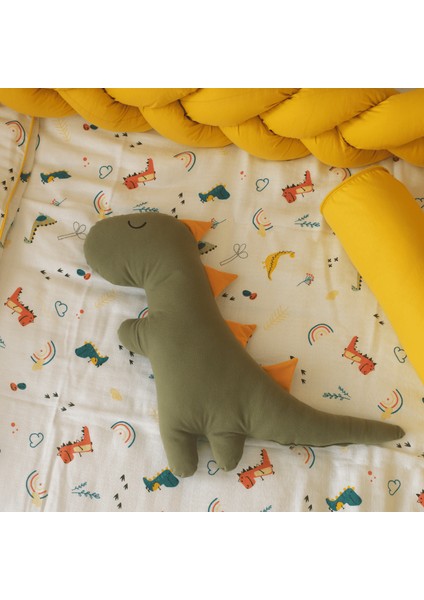 Dino Dinozor Temalı Uyku Seti – %100 Pamuk Müslin, Dino & Rex Yastıklı, Bebek ve Çocuk Odası Için