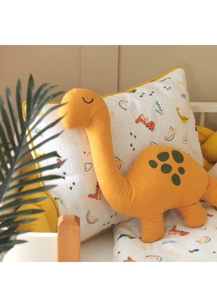 Dino Dinozor Temalı Uyku Seti – %100 Pamuk Müslin, Dino & Rex Yastıklı, Bebek ve Çocuk Odası Için