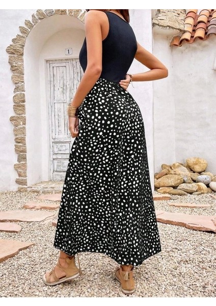 Kadın Askılı Yuvarlak Yaka Üst Viskon Alt Desenli Bürümcük Elbise fırsatları