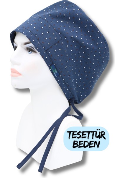 Tesettür Beden Koyu Lacivert Yapraklar Bone Doktor Hemşire Sağlıkçı Hastane Bonesi