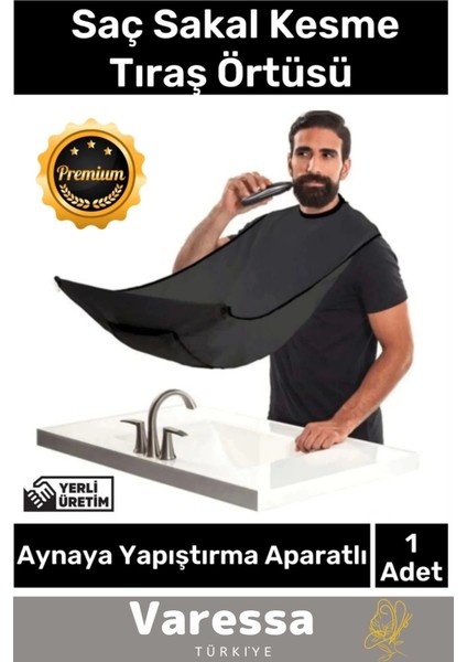Özel Üretim Pratik Vakumlu Aynaya Yapıştırma Aparatlı Evde Saç Sakal Kesme Siyah Tıraş Örtüsü