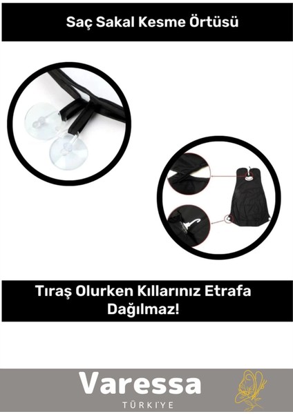 Özel Üretim Pratik Vakumlu Aynaya Yapıştırma Aparatlı Evde Saç Sakal Kesme Siyah Tıraş Örtüsü modelleri