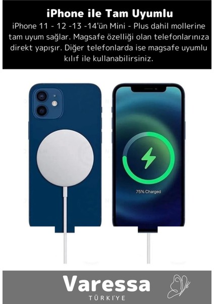 Yeni iPhone 11 12 13 14 15 Magsafe Kablosuz Hızlı Şarj Aleti Apple Uyumlu Wireless Charger Adaptörü fırsatları