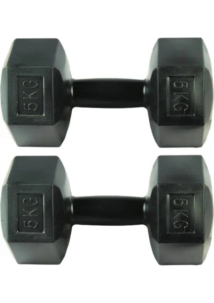 5 kg x 2 Adet Siyah Dambıl Seti, Ikili Dumbell Set