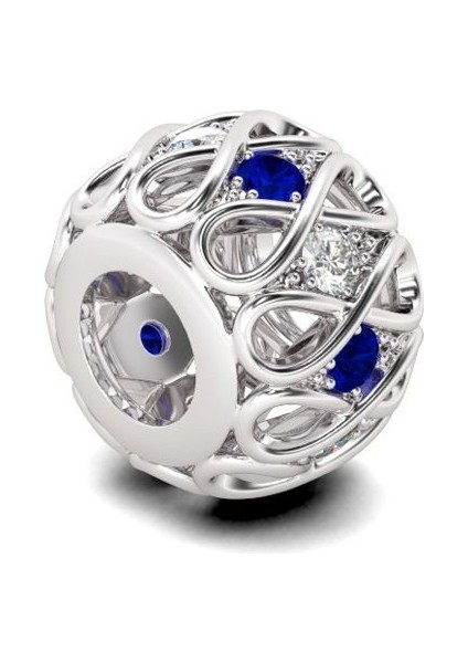 "Sonsuz Umut" Mavi-Beyaz Berrak Kristallerle Işlenmiş Charm, 925 Ayar Gümüş fiyatları