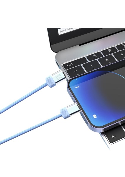 Mavi 1 M Type-C To Type-C 60W Hızlı Şarj Kablosu – For iPhone 15/16 Pro Max & MacBook & iPad Uyumlu fiyatları