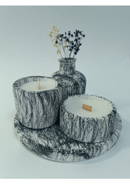 Crafts Tasarım 4 Lü Dekoratif Mum Seti Mermer Efektli fiyatları