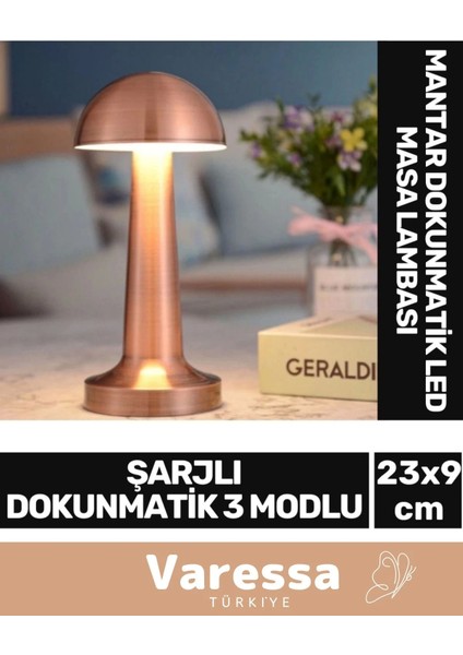 Premium Özel Tasarım 3 Modlu 23 cm x 9 cm Modern Aç/kapa Butonlu Mantar Dokunmatik LED Masa Lambası