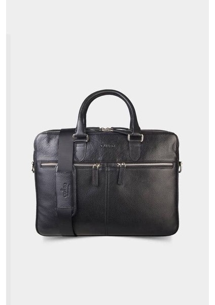 Hakiki Deri Siyah 15.4 İnç Laptop Bölmeli Evrak Çantası (322)