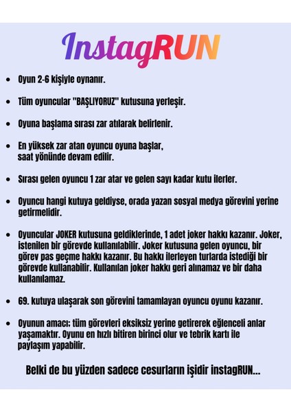 Instagrun Kutu Masa Oyunu - Ciftler ve Partilerde Eglence Kutusu-Instagram Story & Reels Görevleri indirimleri