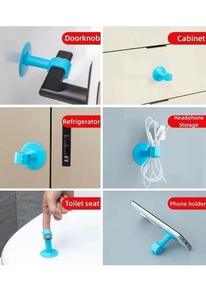 Renkli Vantuzlu Geçmeli Kapı Kolu Stoper 4lü Set