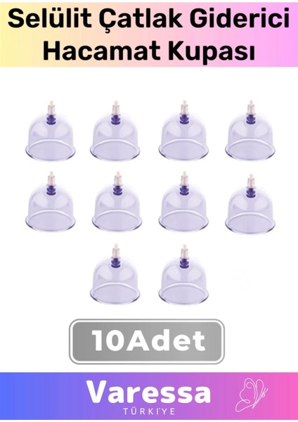 Premium Üretim Özel Kaliteli Kullanışlı Series Çatlak Vakumlu 6 Numara Hacamat Kupası 10 Adet