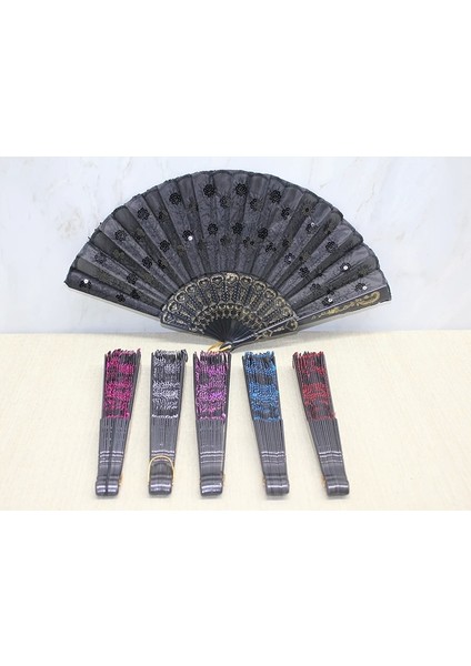 Plastik Pullu Yelpaze Siyah Renk