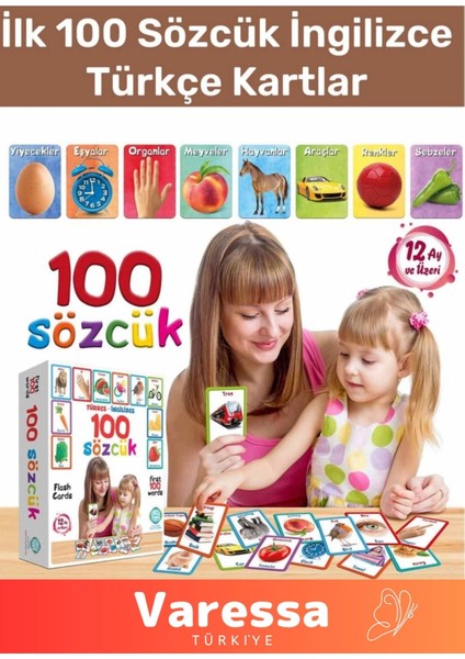Yeni Oyun Serisi Zeka Geliştirici Yabancı Dil Eğitici Çocuk Ilk 100 Sözcük Ingilizce Türkçe Kartlar