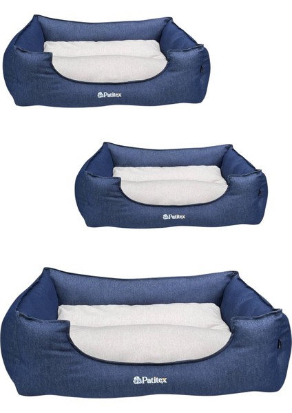 , Lacivert-Krem-Köpek Yatakları ,kedi Yatakları,gabardin Kumaş,yıkanabilir,yastıklı