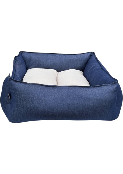 , Lacivert-Krem-Köpek Yatakları ,kedi Yatakları,gabardin Kumaş,yıkanabilir,yastıklı fırsatları