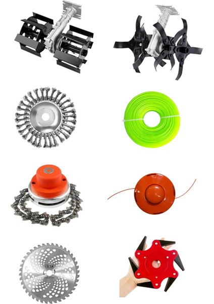Alman 20HPX Benzinli Yan Tırpan Ot Çalı Biçme Toprak Çapalama Makinesi 2 Çapa Başlıklı 8 Parça Set modelleri