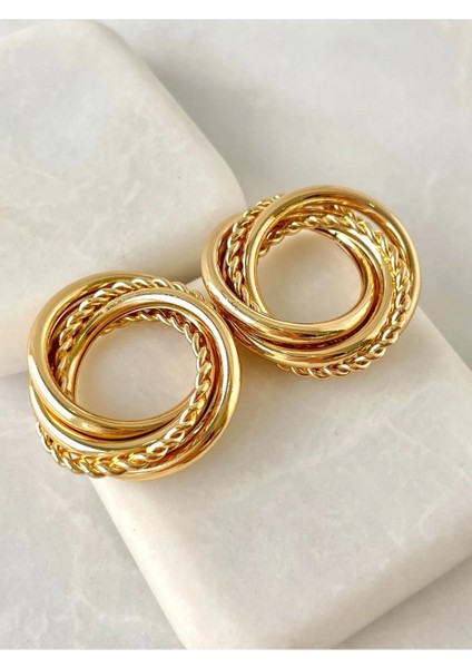 Gold Burgu Detaylı Halka Küpe