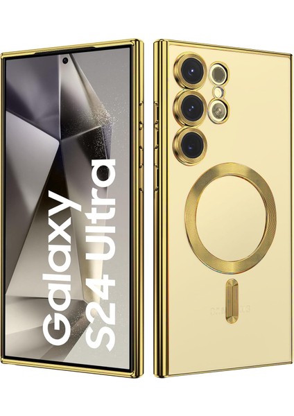 Samsung Galaxy S24 Ultra Kılıf Kamera Lens Korumalı Renkli Magsafe Şeffaf Silikon Kırmızı