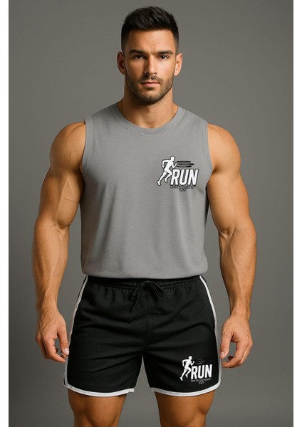 Yeni Sezon Premium Petek Kumaş Şort ve Pamuklu Atlet Ikili Gym Sporcu Takımı