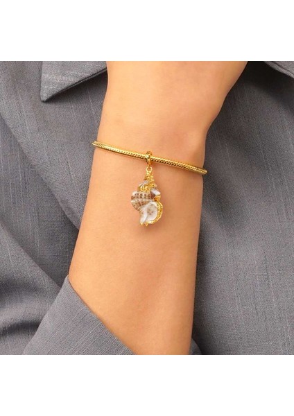 Doğal Deniz Kabuğu Charm, 18K Altın Kaplama 925 Ayar Gümüş modelleri