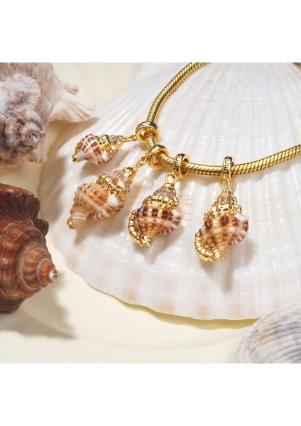Doğal Deniz Kabuğu Charm, 18K Altın Kaplama 925 Ayar Gümüş fiyatları